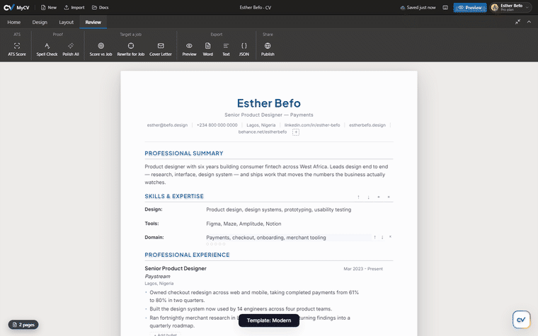 Rewriting a CV bullet point with AI