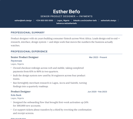 Corporate CV template