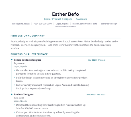 Timeline CV template
