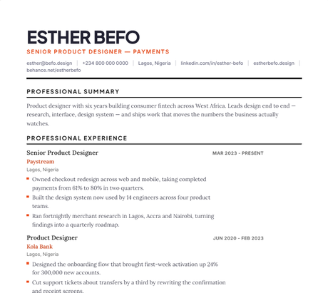 Bold CV template