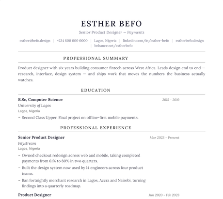 Classic CV template