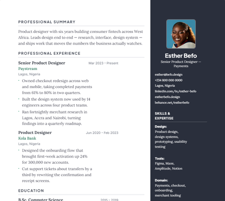 Portfolio CV template