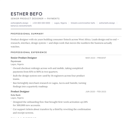 Monochrome CV template