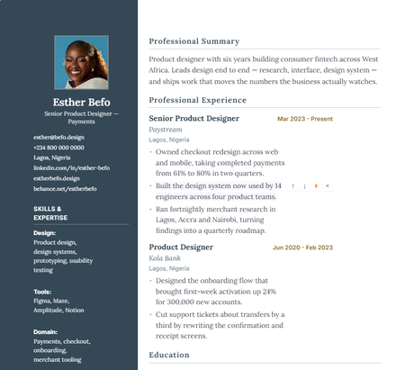 Consultant CV template