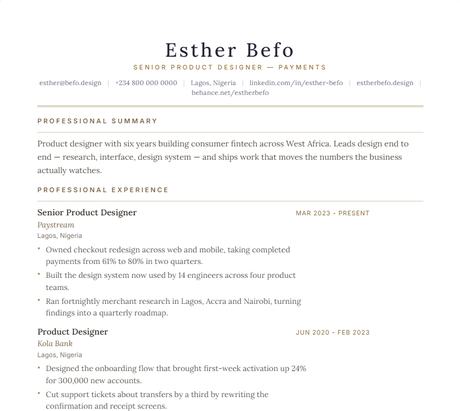 Elegant CV template