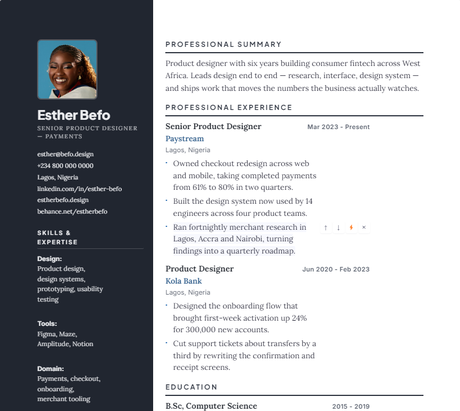 Slate CV template