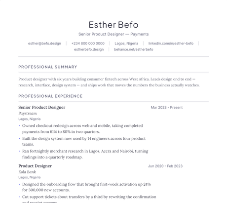 Minimal CV template
