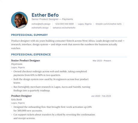 Executive CV template