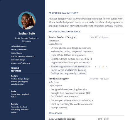 Sidebar CV template