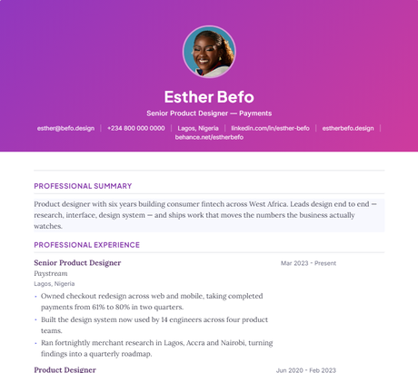 Designer CV template