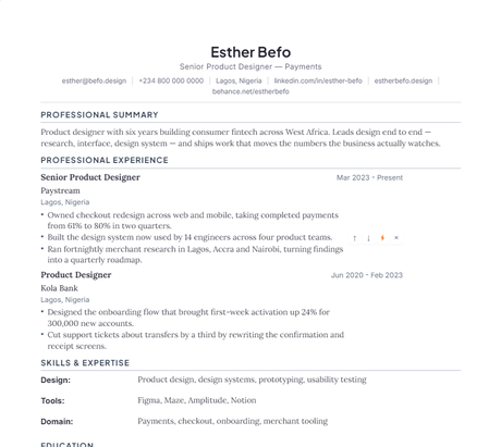 Compact CV template